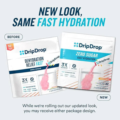 DripDrop Hydration - Zero Sugar Lemon Lime - Electrolyte Drink Mix Single Serve Powder Packets | Non-GMO, Gluten Free, Veg...