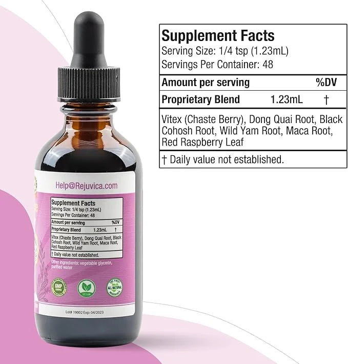 Balanced Femme Natural PMS and Menopause Support for Hot Flashes with Black Cohosh - All-Herbal Liquid Blend - Product Image