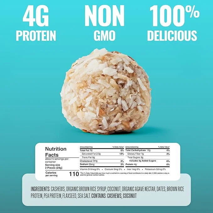 The GFB Coconut Cashew Protein Bites - Gluten Free, Plant Based, Non GMO, Sustainably Made – Ridiculously Tasty, Healthy, ...