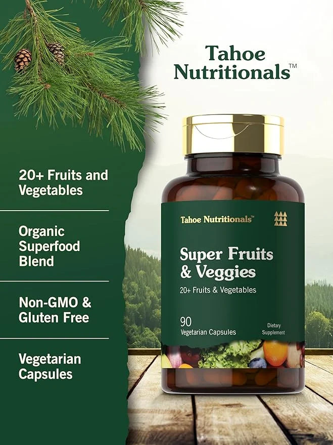 Tahoe Nutritionals Super Fruits and Veggies Capsules | 90 Count | Vegetarian, Non-GMO and Gluten Free Supplement - Product...