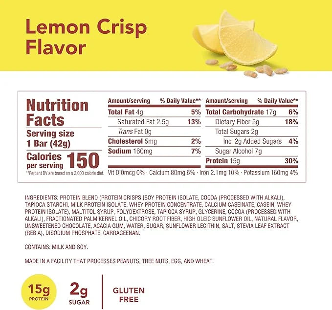 think! Protein Bars, High Protein Snacks, Gluten Free, Kosher Friendly, Lemon Crisp, 10 Count (Packaging May Vary) - Produ...
