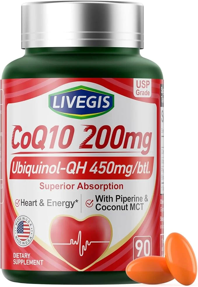 CoQ10 200mg Softgels, Ultra CoQ10 Ubiquinone 200mgWith Coconut MCT Oil, 5X Superior Absorption, Coenzyme Q10 Supplement fo...