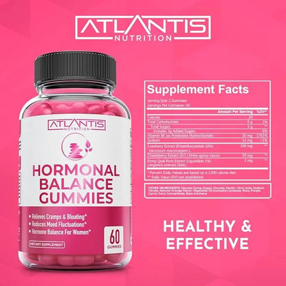 Atlantis Nutrition Hormonal Balance for Women & PMS Relief Gummies - Alleviates Cramps, Bloating, Mood Swings, Hot Flashes...