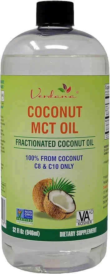 Verdana MCT Oil, Fractionated, Genuine 100% Coconut Derived, Kosher Food Grade, Vegan, Non-GMO, Great for Keto and Paleo D...