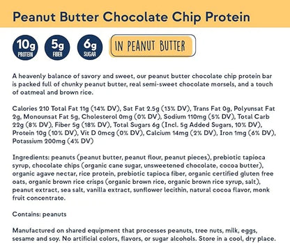 Zing Peanut Butter Chocolate Chip Vegan Protein Bars, Gluten Free with High Protein, High Fiber, Dairy Free Nutrition Bars...