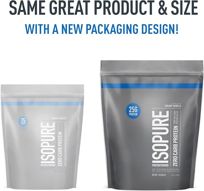 Isopure Zero Carb 100% Pure Whey Isolate Protein Powder, Lactose Free, Gluten Free, With Vitamins, Creamy Vanilla, 25g Pro...