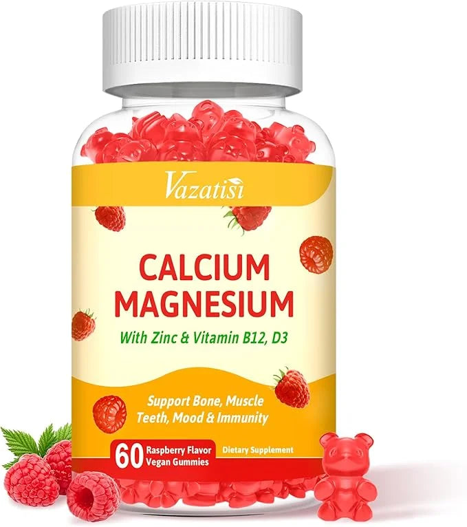 Calcium Magnesium Zinc Gummies with Vitamin D3 & B12, Sugar