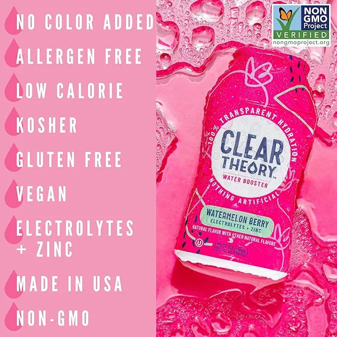 Clear Theory Water Flavoring Drops with Electrolytes, Water Enhancer Liquid Flavored Water Drink Mix, Hydration for Kids, ...