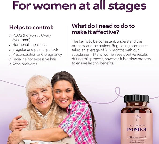 Myo-Inositol & D-Chiro Inositol Supplement for Women | PCOS 4100MG (40:1 Ratio) | Hormonal Balance, Fertility, Preconcepti...