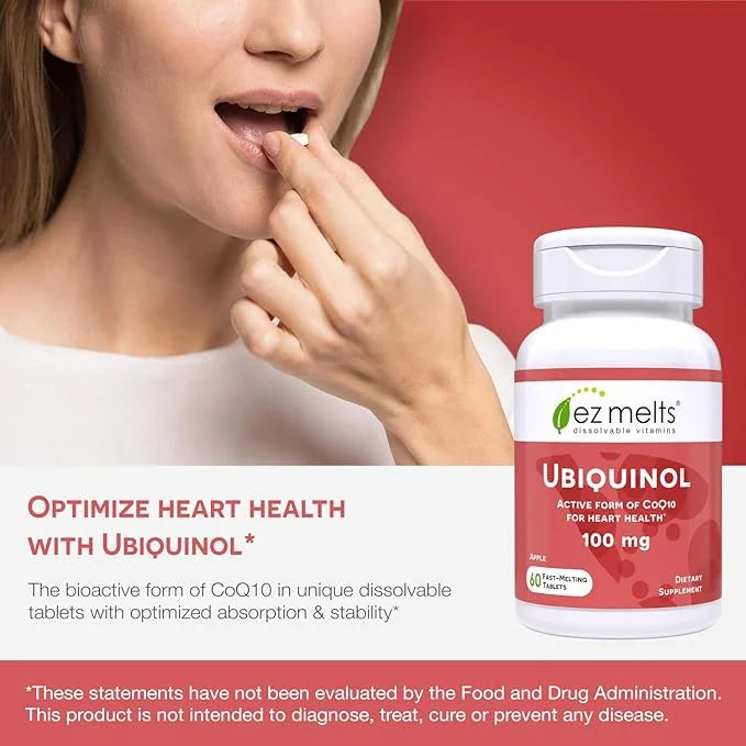 EZ Melts Dissolvable Ubiquinol 100mg, Active CoQ10, Heart 2-Month Supply