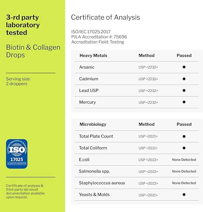 Liquid Collagen & Biotin Supplement 10000mcg Collagen 20000mcg Drops 2 floz