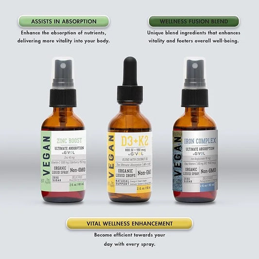 Bone Support Bundle Liquid Spray D3 & K2 - 2 Fl (360 Days