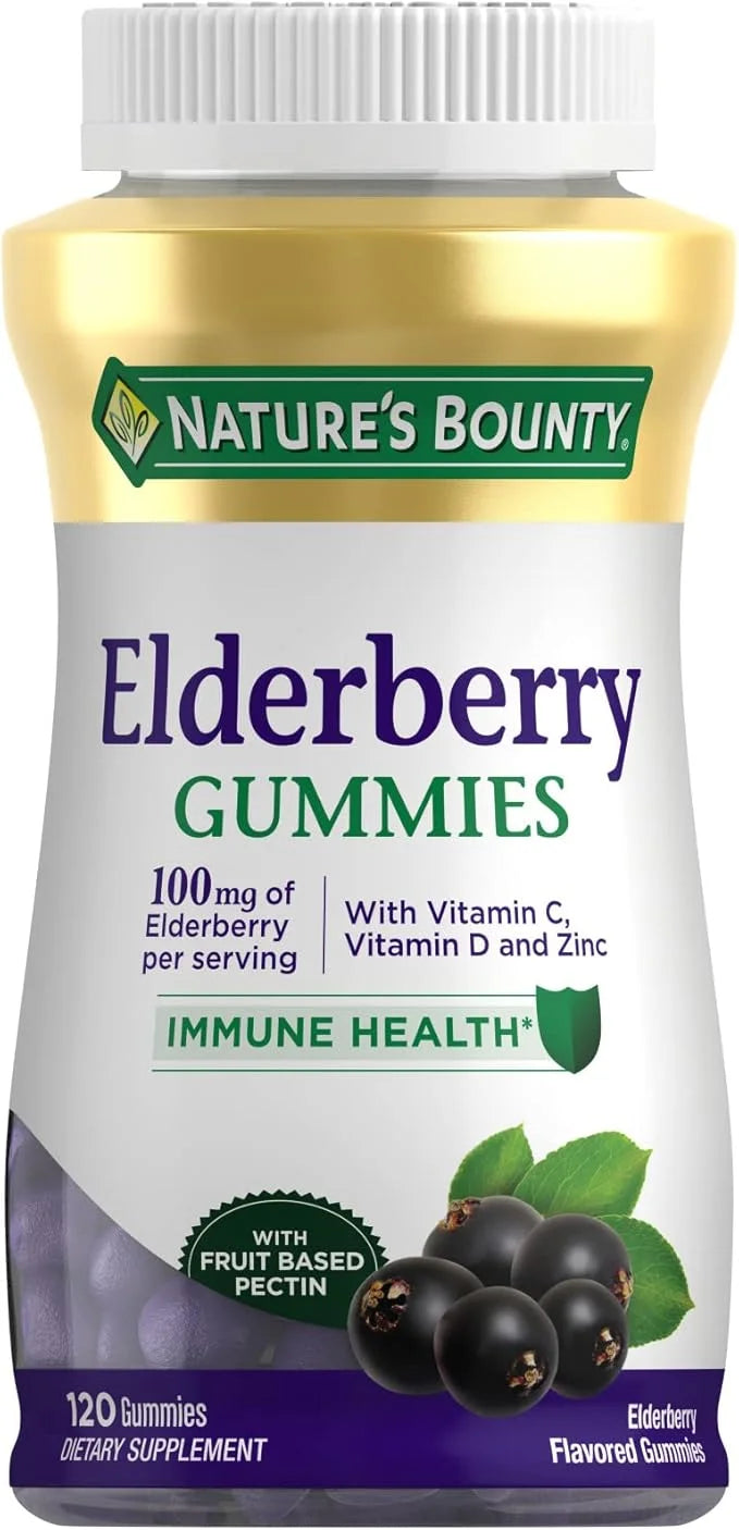 Nature's Bounty Elderberry Gummies, Dietary Supplement, 100 mg, 120 Gummies