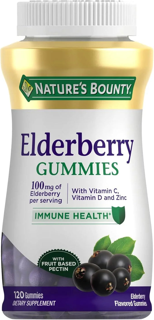 Nature's Bounty Elderberry Gummies, Dietary Supplement, 100 mg, 120 Gummies