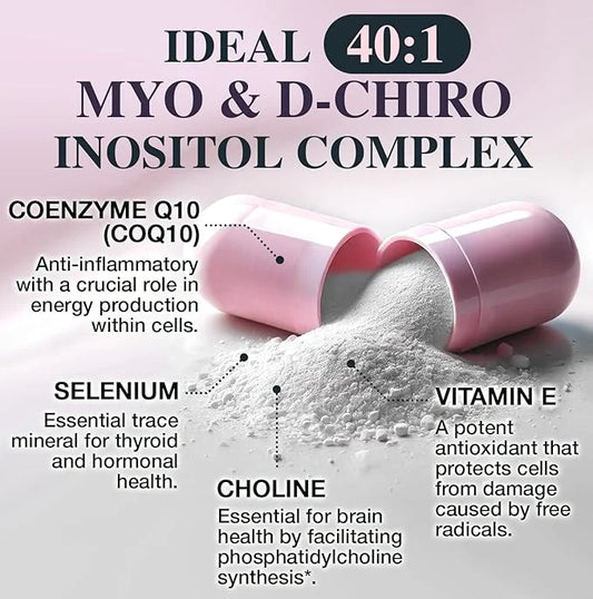 Myo-inositol & D-chiro Inositol Supplement for Women - Ideal 40:1 Ratio Complex for Fertility, Hormonal Balance, Menstrual...