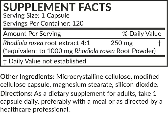 Futurebiotics Rhodiola Rosea 1000 MG Adaptogenic 120 Vegetarian