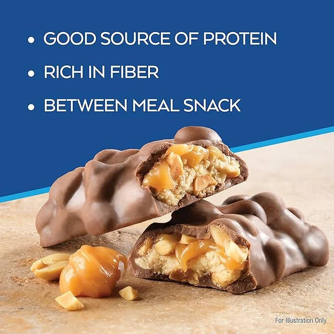 Atkins Caramel Chocolate Nut Roll Snack Bar, Protein Snack, High in Fiber, 2g Sugar, 16 Count - Product Image