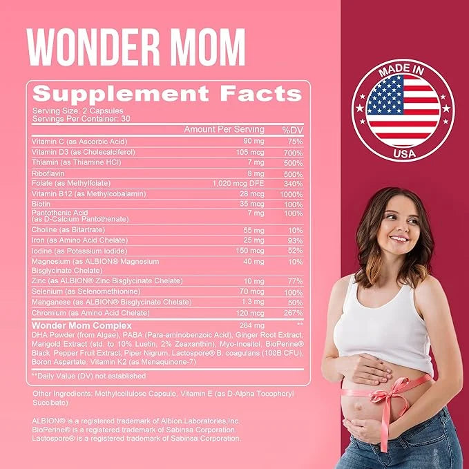 Premium Prenatal & Postnatal Vitamins: Folate, B12, Multivitamin 30 Days