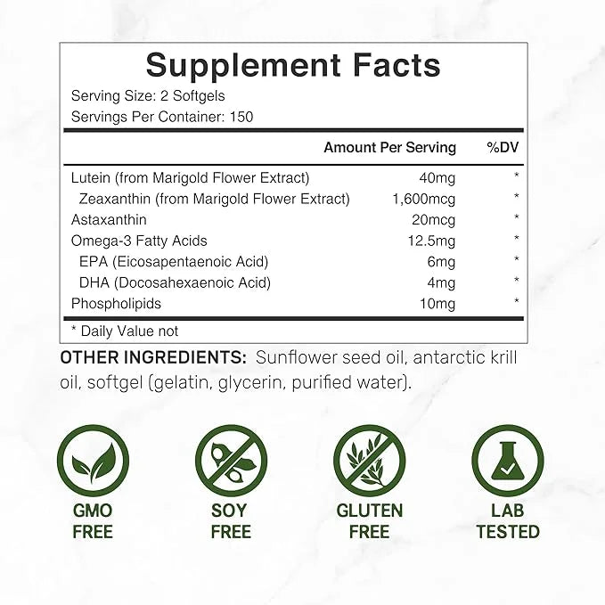 DEAL SUPPLEMENT Lutein and Zeaxanthin Supplements, 40mg Per 300 Softgels, Omega-3s and