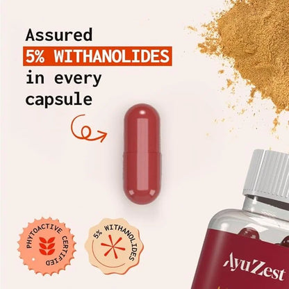 AyuZest Ashwagandha KSM-66 + Shilajit Capsules