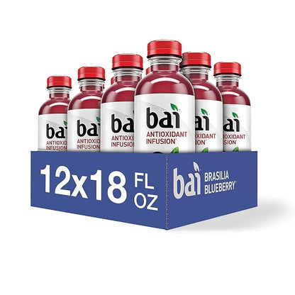 Bai Flavored Water, Brasilia Blueberry, Antioxidant Infused Drinks, 18 Fluid Ounce Bottle (Pack of 12) - Product Image