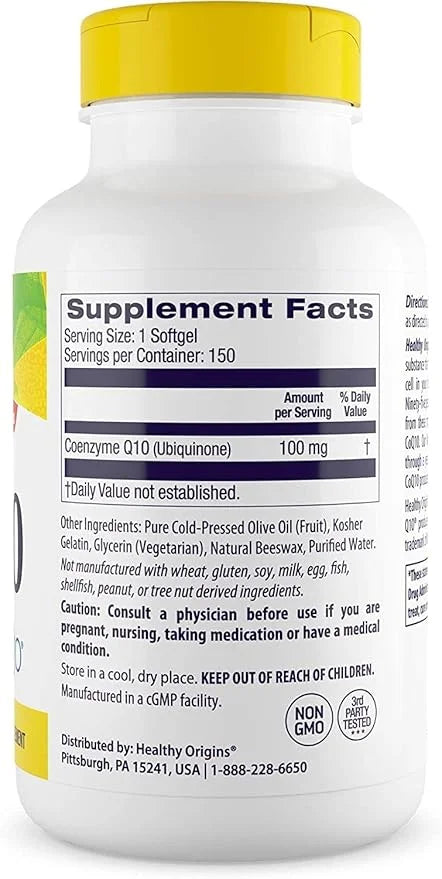 Healthy Origins CoQ10 (Kaneka Q10) 100mg Softgels 150 Softgels