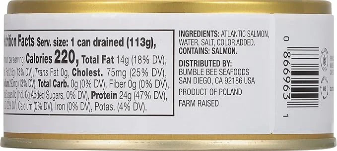 Bumble Bee Prime Atlantic Salmon, 5 oz Cans (Pack of 12) - Premium Salmon - 24g Protein per Serving - Gluten Free & Kosher...