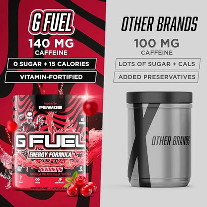 G Fuel PewDiePie Energy Drink Powder, Pre Workout Caffeine Mix for Gaming, Sugar Free Focus Amino, Vitamin + Antioxidants,...