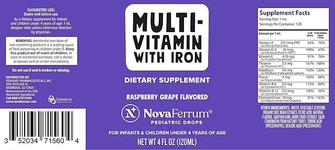 NovaFerrum Yum | Multivitamin with Iron 4 & 120 Servings