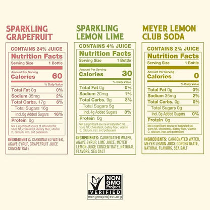 Betty Buzz Premium Sparkling Soda Citrus Variety Pack by Blake Lively (12 pack), Sparkling Grapefruit, Sparkling Lemon Lim...