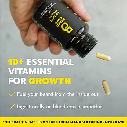 The Beard Club - Biotin Beard Growth Vitamins - Support A Thicker Fuller Beard, Fill in Patches - Minerals & Multi-Vitamin...