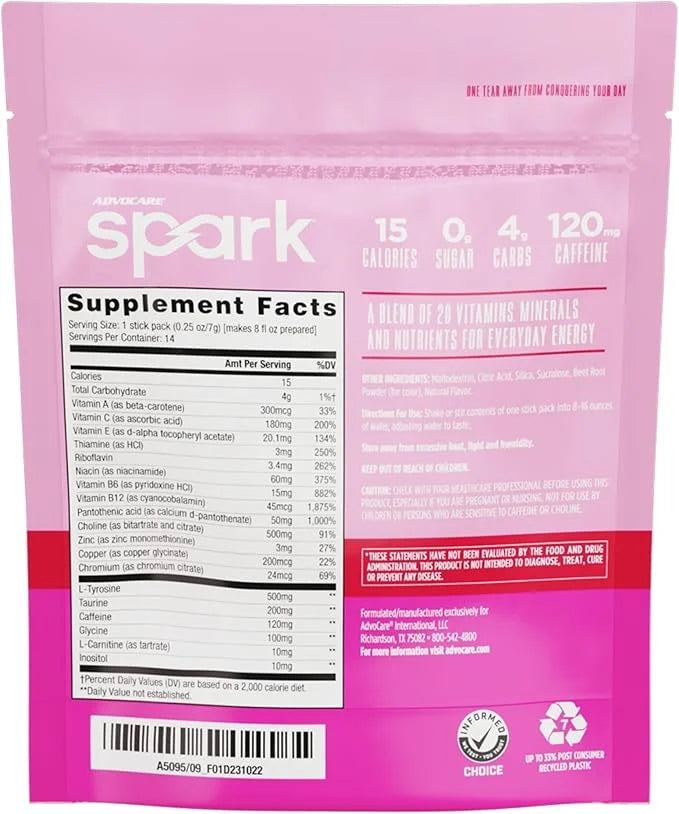 AdvoCare Spark Vitamin & Amino Acid Supplement - Focus & Energy Drink Powder Mix with Vitamin A, B-6, C & E - Also Include...
