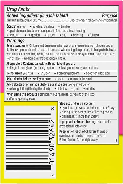 Pepto Bismol Chewable Tablets for Nausea, 5 Symptom 48 ct