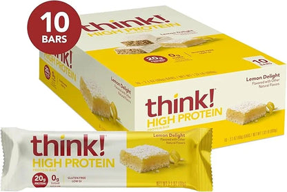 think! Protein Bars, High Protein Snacks, Gluten Free, Kosher Friendly, Lemon Delight, Nutrition Bars, 2.1 Oz per Bar, 10 ...