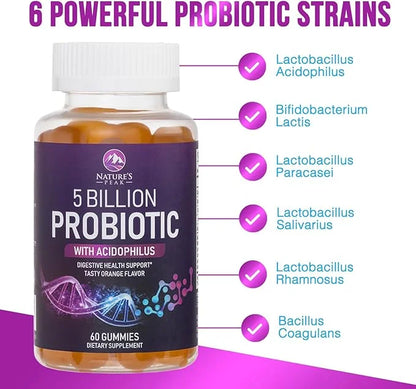 Probiotic Gummies for Women, Men & Teens 5 Billion 6 Probiotic 60 Count