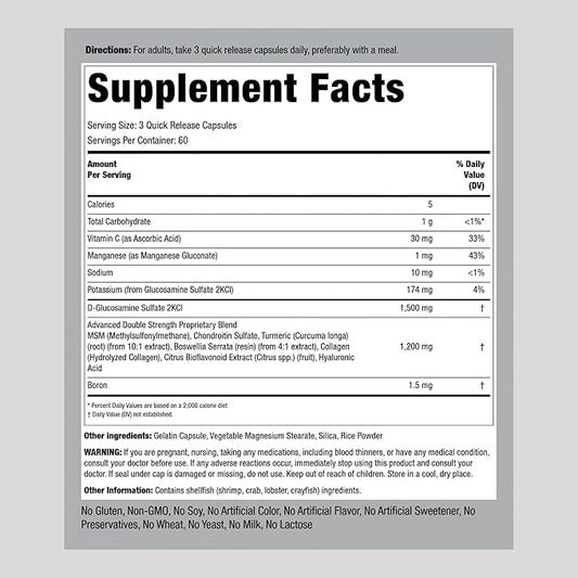 Piping Rock Glucosamine Chondroitin MSM Turmeric 180 Capsules