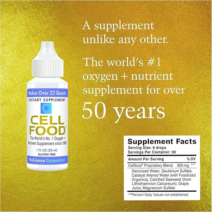 Cellfood Oxygen Boost, 1 fl oz - Liquid Oxygen Supplement for Lymphatic Drainage, Altitude Sickness, Jet Lag, Fatigue, Hea...