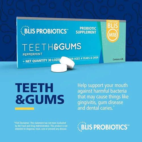 BLIS Teeth & Gums Oral Probiotics for Mouth M18 Formula Available, 2.5 Billion Cfu - Mouth Probiotic for Tooth and Gum Hea...
