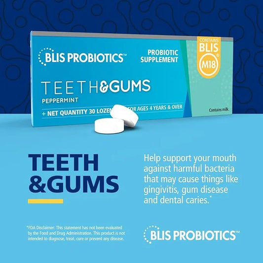 BLIS Teeth & Gums Oral Probiotics for Mouth M18 Formula Available, 2.5 Billion Cfu - Mouth Probiotic for Tooth and Gum Hea...