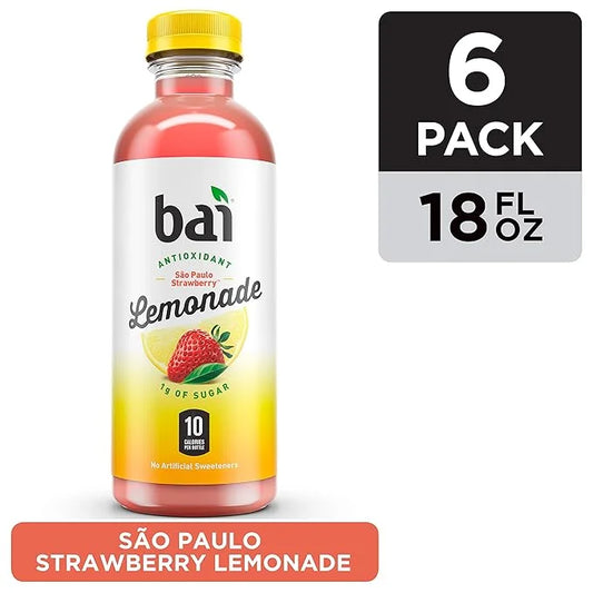 Bai Flavored Water, São Paulo Strawberry Lemonade, Antioxidant Infused Drinks, 18 Fluid Ounce Bottles, 6 Count - Product I...