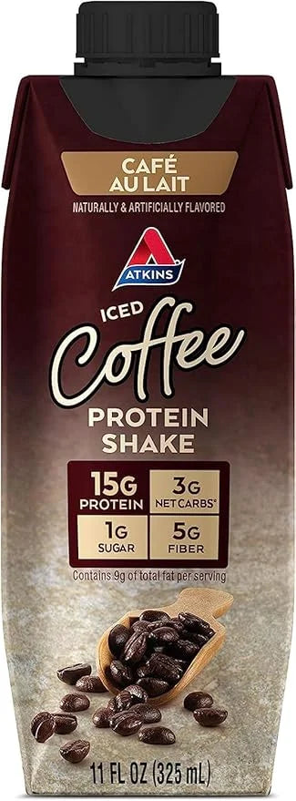 Atkins Café Caramel Iced Coffee Protein Shake, 15g Protein, Low Glycemic, 3g Net Carb, 1g Sugar, Keto Friendly, 12 Count -...