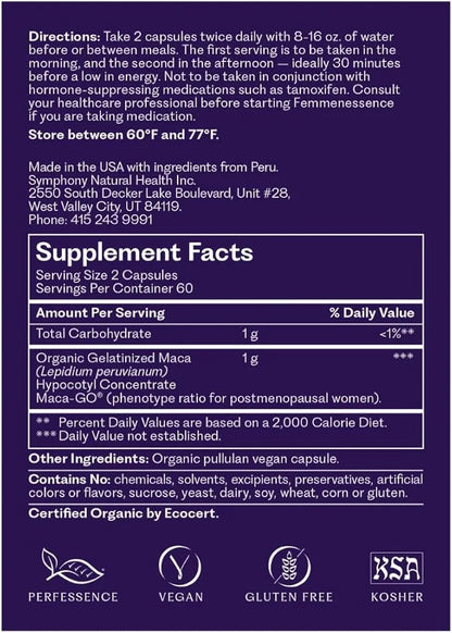 Femmenessence MacaPause – Clinically Proven for Post Menopause, Natural Hormone Balance Supplements for Women, Bone and He...