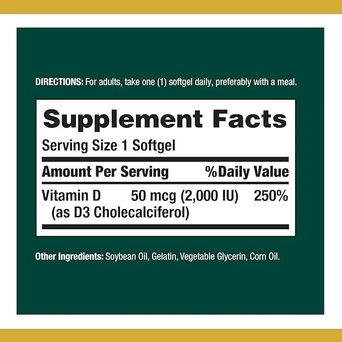 Nature's Bounty Vitamin D3, Immune and 2000IU, 240 240 Rapid