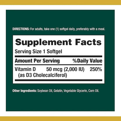 Nature's Bounty Vitamin D3, Immune and 2000IU, 240 240 Rapid