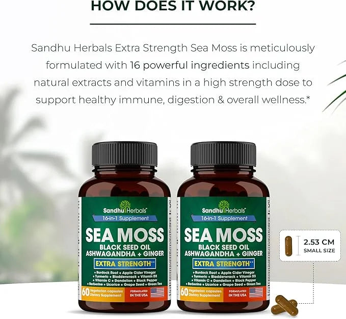 Sea Moss Black Seed Oil Ashwagandha 1 Supplement, 60 Capsules 2) |