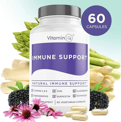 Immune Support Supplement with Vitamin C D3, Glutathione, (60ct) VitaminIQ