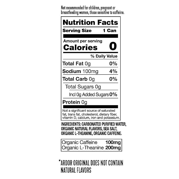 ARDOR ENERGY Sparkling Water Blueberry Pom 12 pack with 100mg Organic Caffeine from Green Tea & 200mg Organic L-Theanine (...
