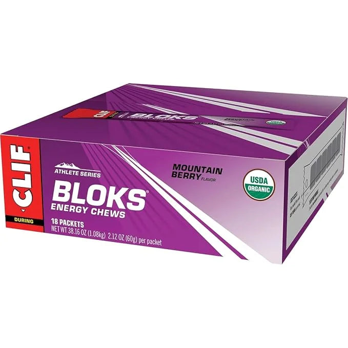 CLIF BLOKS - Mountain Berry Flavor - Energy Chews - Non-GMO - Plant Based - Fast Fuel for Cycling and Running - Quick Carb...