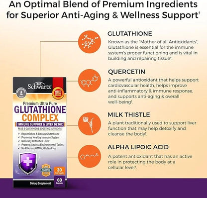 Glutathione Supplement Liver Detox with Quercetin 500mg 60ct 60ct