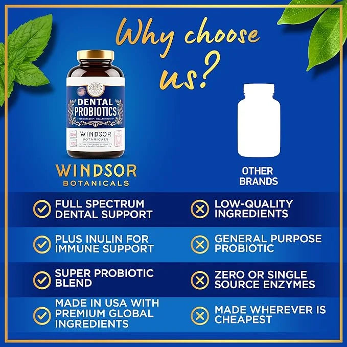 Oral Probiotics for Teeth and Gums - 3BN CFU Lactobacillus Salivarius, Paracasei, K12 Pro B, Inulin Dental Probiotics for ...